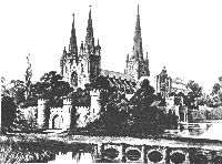 Lichfield Cathedral from Minster Pool